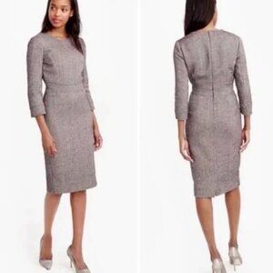J. CREW Elegant Tweed Gray and Pink Career Dress